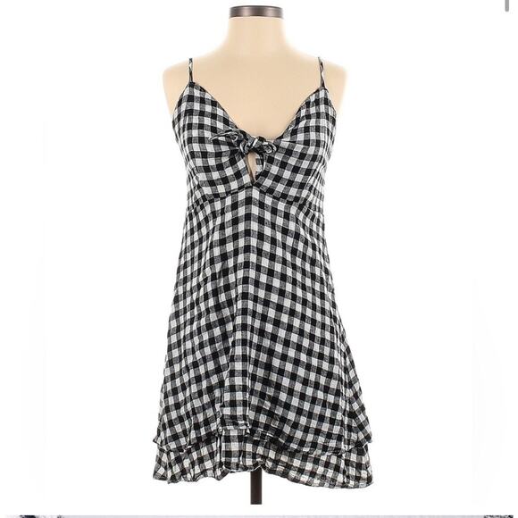 Rails Dresses & Skirts - Rails Dress Womens Large August Gingham Black White Spaghetti Strap Linen Blend